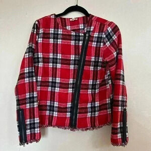 Hem & Thread Plaid Zip Up Jacket Size Small